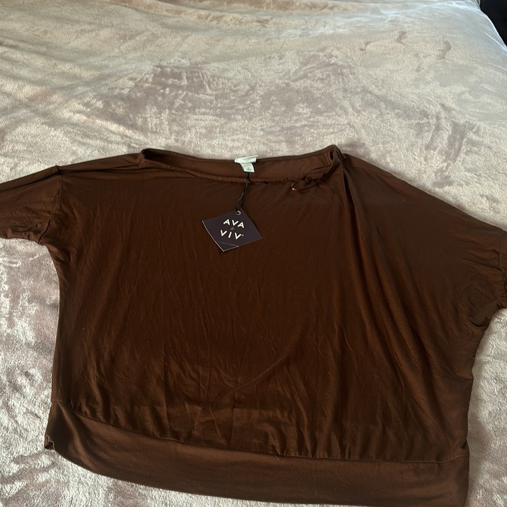 Ava & Viv Brown 3/4 Sleeve one shoulder down - Picture 5 of 8